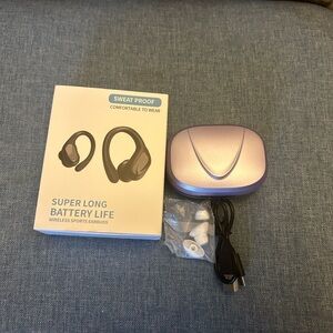 Purple Wireless Sports Earbuds with Charging Case